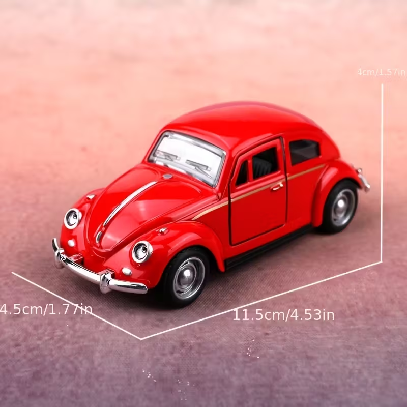 1:38 Scale Die-Cast Metal Car Model - Classic Retro Red, Openable Doors & Windows, Collectible Toy Car with Visible Interior, Perfect, Birthday
