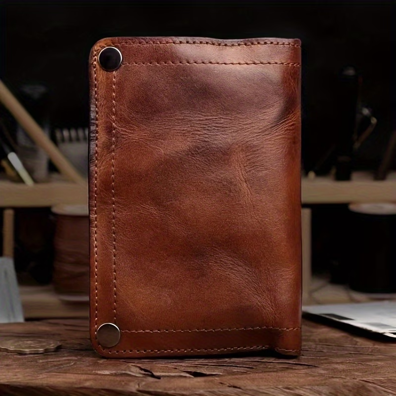 Retro Vegetable Tanned Leather Handmade Wallet Men'S Genuine Leather Zipper Bag Multi-Card Slot First Layer Cowhide Handmade Old Large Capacity