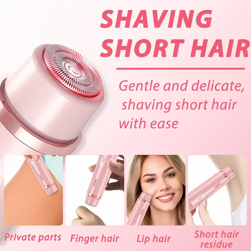 2-in-1 Pink Dual Head Bikini Trimmer For Women Electric Shaver For Wet & Dry Use Body Hair Remover For Bikini Underarms Legs Arms Face Long Battery Life USB Rechargeable Hypoallergenic Blades Facial Hair Removal Ergonomic Grip Adjustable