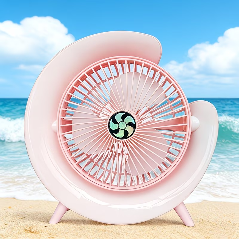 USB Desktop Fan with LED Light, Multifunctional Small Fan, Silent And Portable, 3-Speed Regulation, Rechargeable, Long Battery Life, Home Office Bedside Radiator, Creative Design, Summer Cool Gift