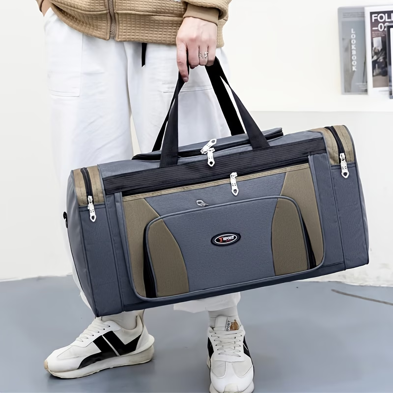 Large Tote Bag/handbag, a Single-piece Solid-color Nylon Zippered Travel Tote Bag with Large Capacity, Adjustable Shoulder Strap for Single-shoulder or Crossbody Wear, Luggage Bag, Multi-functional Backpack for Outings and Travel