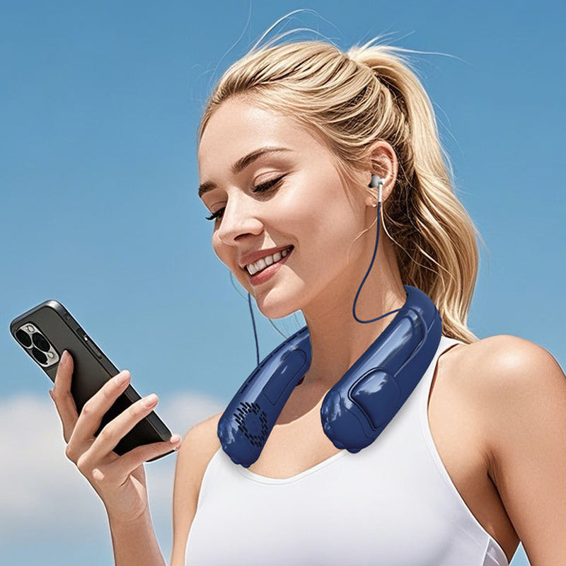 New neck fan, Bluetooth headphones, bladeless neck fan, USB rechargeable, 2-in-1 headphone and fan