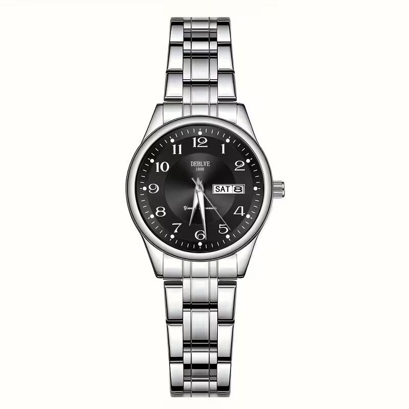 DEBLVE Women'S Ultra-Thin Stainless Steel Quartz Watch - Stylish, Lightweight, IPX7 with Calendar, Luminous Day Display, and Stainless Steel Band - Perfect for Casual Wear, DEBLVE