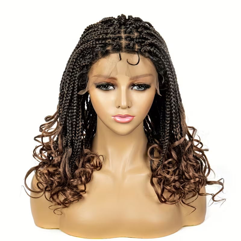 [Medium-Long Size Lace Front] 14-inch Synthetic Lace Wig Cap | 9x6 Braided, Natural Color, High Gram Weight, Weavable & Stylable