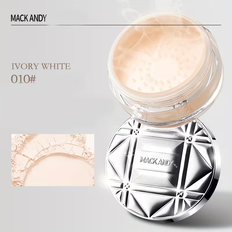 24g MACKANDY Setting Powder/Oil Control, Waterproof, Sweat-Resistant, Fine Texture/Ivory White for Fair Skin, Natural Shade for Healthy Skin, Rose Pink for All Skin Tones, Natural Glow