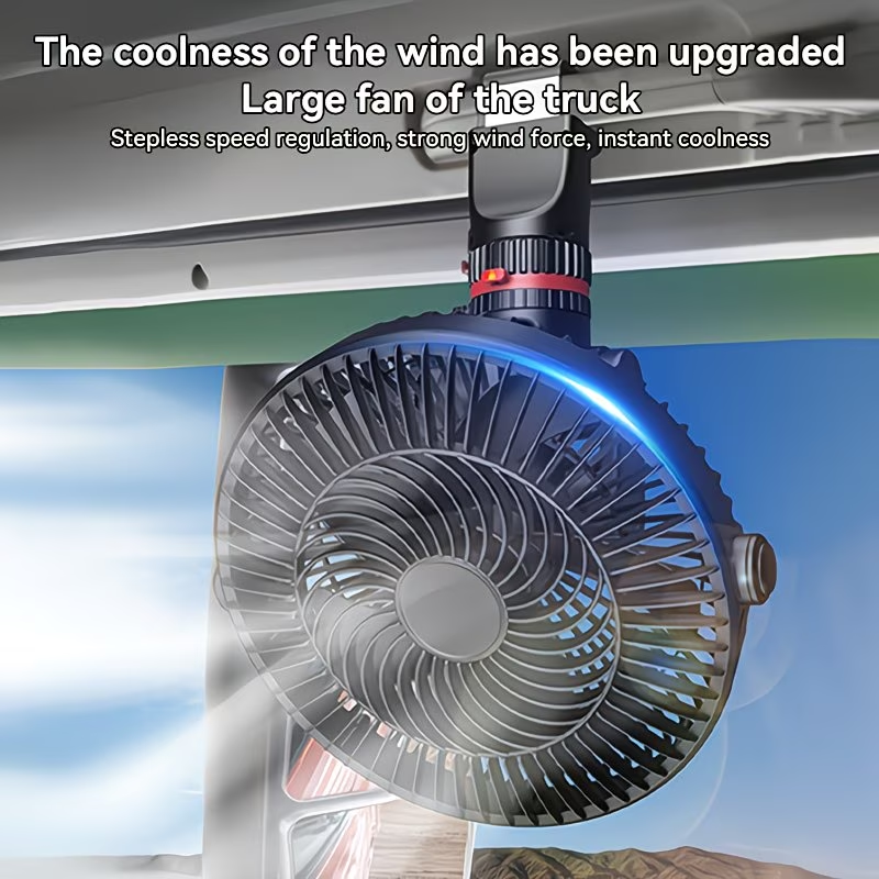 High-power Vehicle Fan, Portable Vehicle-mounted Air Fan with Adjustable Wind Speed, Fast Cooling, Low Noise, Suitable for Cars, Trucks, Vans, Off-road Vehicles, Etc.