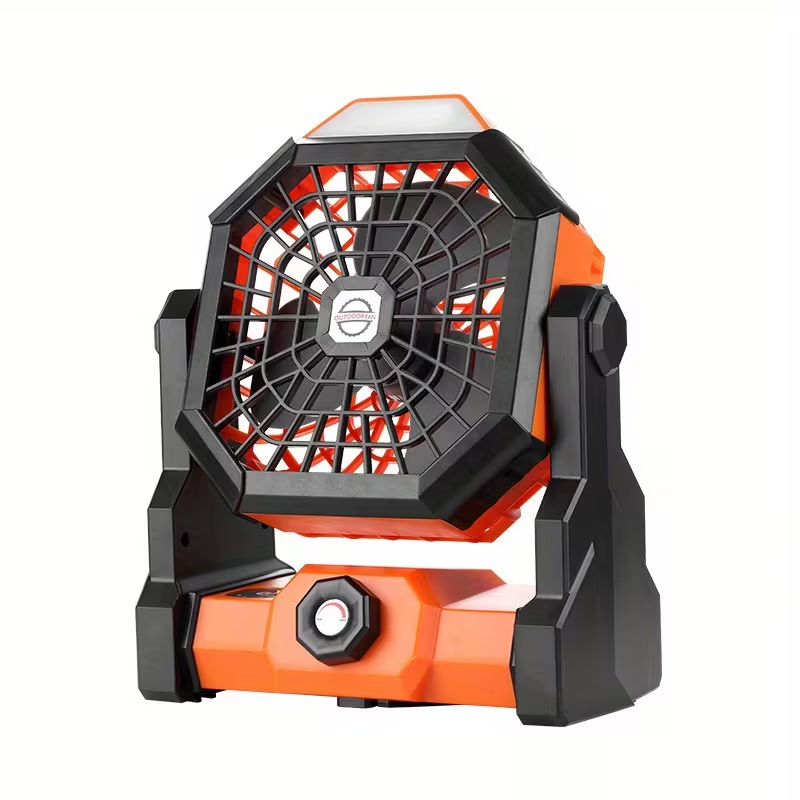 New Multifunctional Outdoor Fan with Stepless Speed Control, Portable Hanging Anywhere, LED Light for Illumination, Essential for Camping, Autumn and Winter, Holiday Outdoor Travel, USB Rechargeable, Extra Large Lithium Battery with Long Endurance