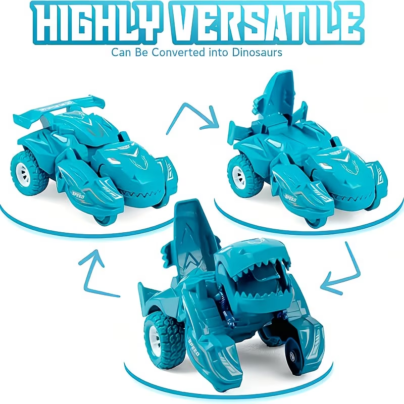 Transforming Dinosaur Car Toys, 2-In-1 Automatic Dinosaur Transform Car Toy, Dinosaur Transformer Toy for Kids Christmas, Halloween, Thanksgiving Gifts