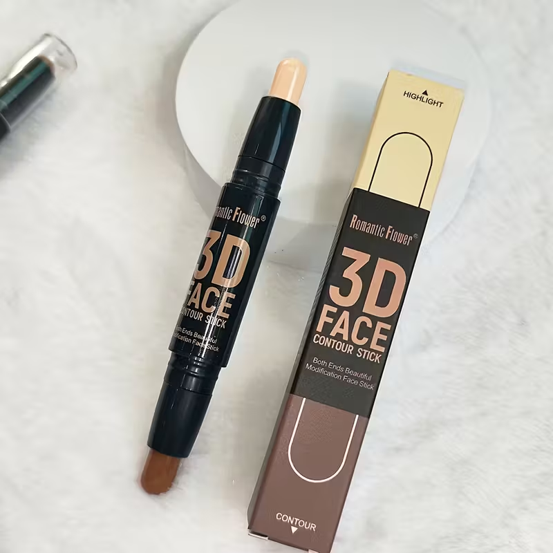 [Contour Stick] Waterproof Long Lasting Double Head Contour Stick | Highlights&Contour&Concealer 3D Face Makeup with Plant Squalane