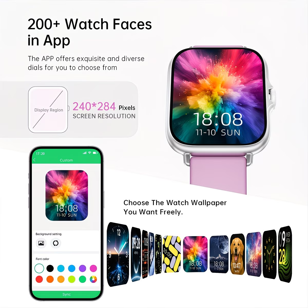 Smart Watch, 1.83'' Full Touch Screen Display with Message, Answer Make Call Smartwatch, Sports Pedometer, Information Alerts, for Iphone/Android Phones, Smartbands Fitness Watch for Women/Men Friend Gift, Birthday Gift