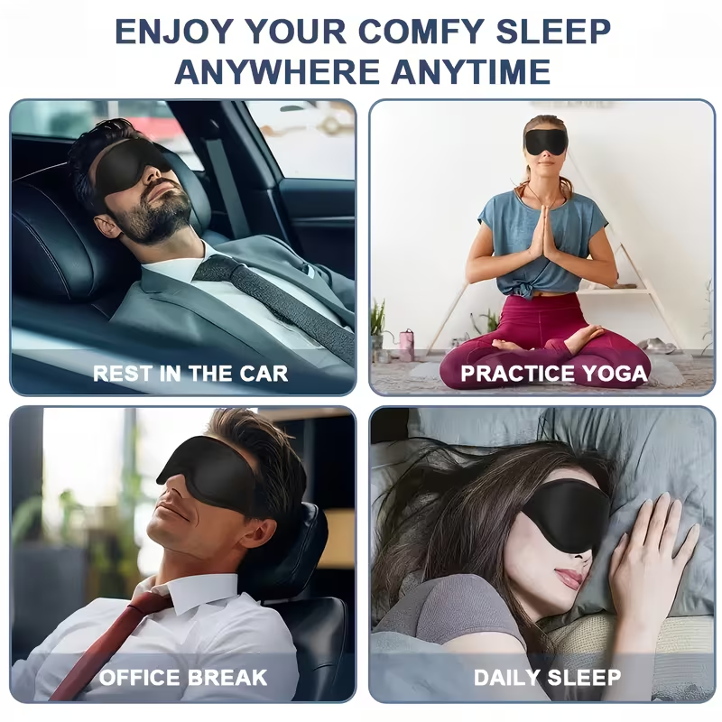 1pc Sleep Mask, 3D Deep Contour Eye Mask with Adjustable Straps to Fit Different Head Shapes, Universal Eye Mask for Men and Women to Block Light, 100% Blackout Soft and Comfortable Eye Mask for Night Shifts, Travel, Yoga, Naps, Black, for Bedroom