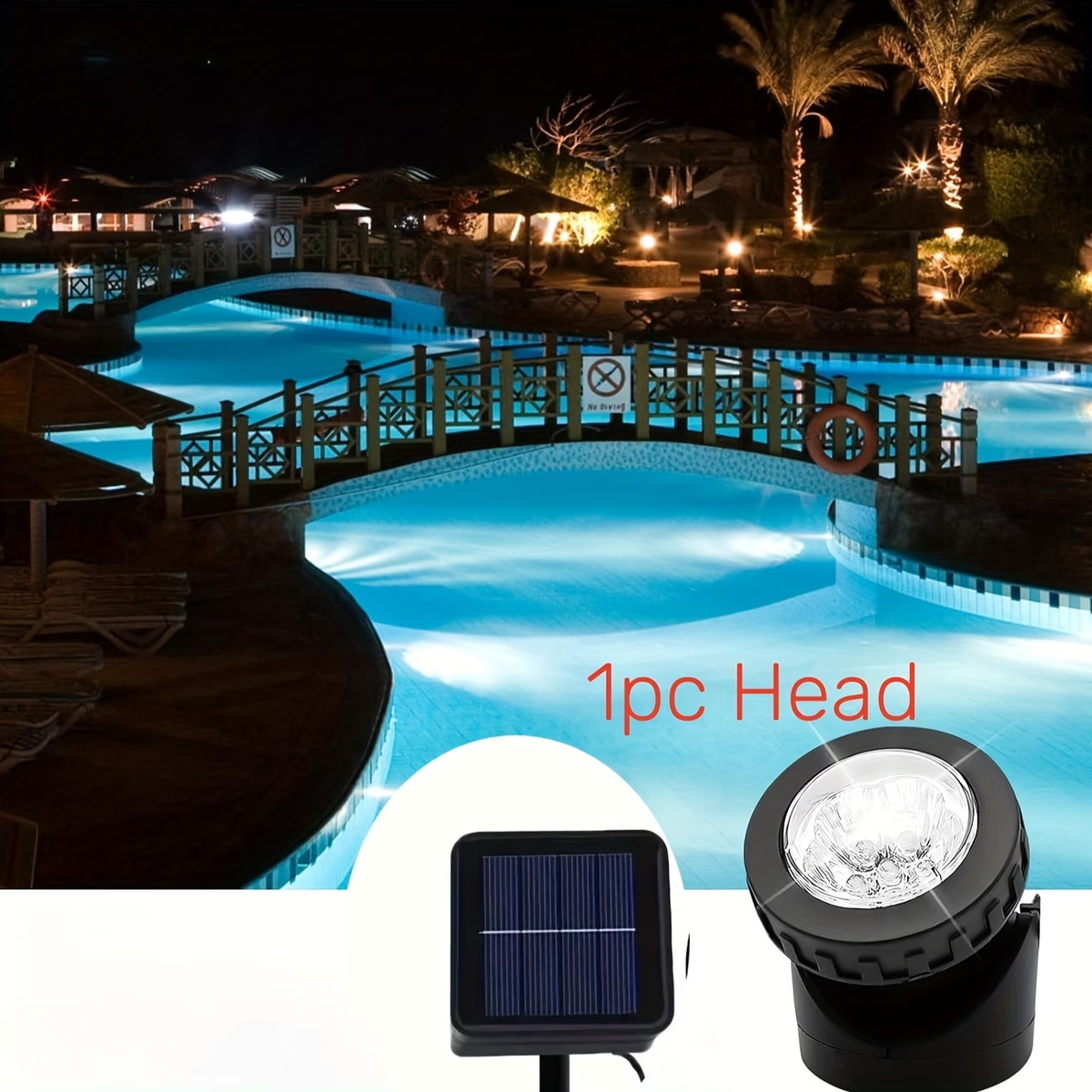 TURAOHU Solar Underwater Pond Light, IP65 Submersible Lamps Projector Light, 6LED Spotlight Fish Tank Light for Garden Pool Yard Landscape Outdoor Lighting(1pc/2pcs/3pcs)