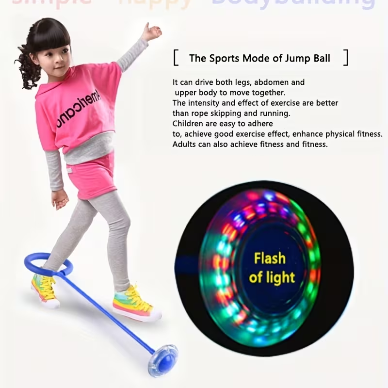 [Light-Up Jump Rope] 1pc Triboluminescence Flash Jump Rope Ball - Pink PVC Skipping Toy with Bright Light-Up Wheels for Fitness, Exercise & Fun Outdoor Games, Sports Training Gear | Colorful Toy Design | Dynamic Play Item