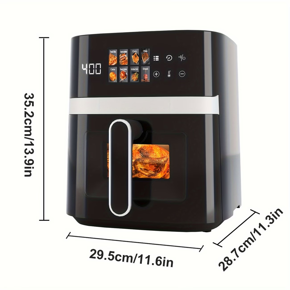 6QT Air Fryer with Multi Function, Visible Window, LED Digital Touchscreen, Warm, Broil, Toast, Bake, Air Fry, Oil-Free, Non-Stick Basket, Easy to Clean, 5QT Large Capacity, Perfect for Countertop, Healthy Cooking
