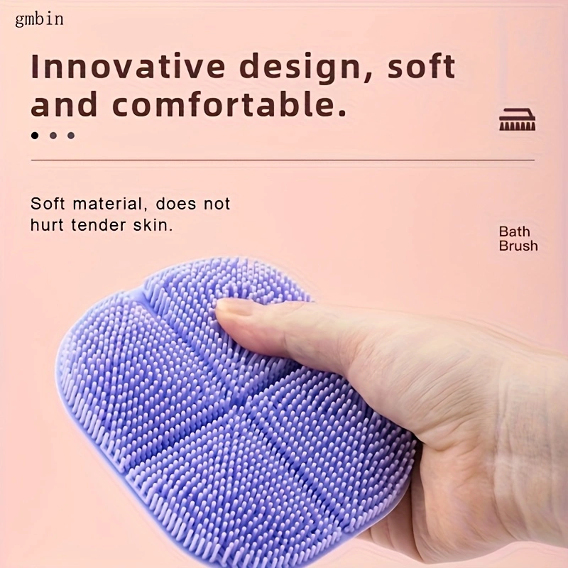 Skin massage brush. Features a handle for easy grip, and soft silicone bristles that are gentle on the skin. Practical for daily home care, easy to clean and maintain. A massage and cleaning brush.