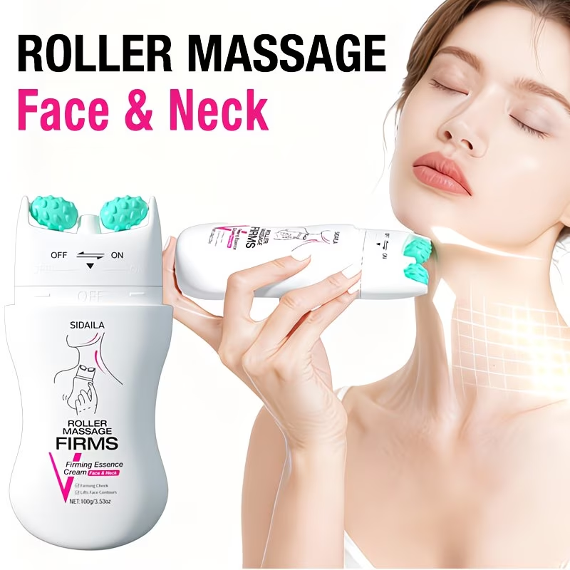 Instant Lifting & Firming Neck Wrinkle Cream with V-Shaped Roller, Neck & Face Cream, Skincare, Lifting, Firming, Smoothing, Minimizes Wrinkles/Fine Lines, 2-in-1: Hydrating & Firming, Hydrolyzed Collagen, Retinol, Niacinamide, Shea Butter