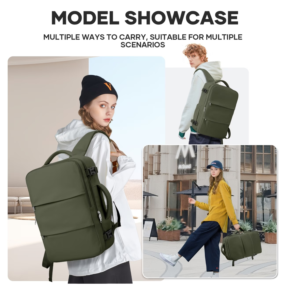 40x30x20cm Convertible Cabin Backpack - Lightweight Travel Backpack with 14" Laptop Compartment, Airline-Approved Carry-On Luggage, Durable Nylon Construction, Ergonomic Strap & Zipper Closure For Men & Women, Backpack For Travel, Short Trip Gear