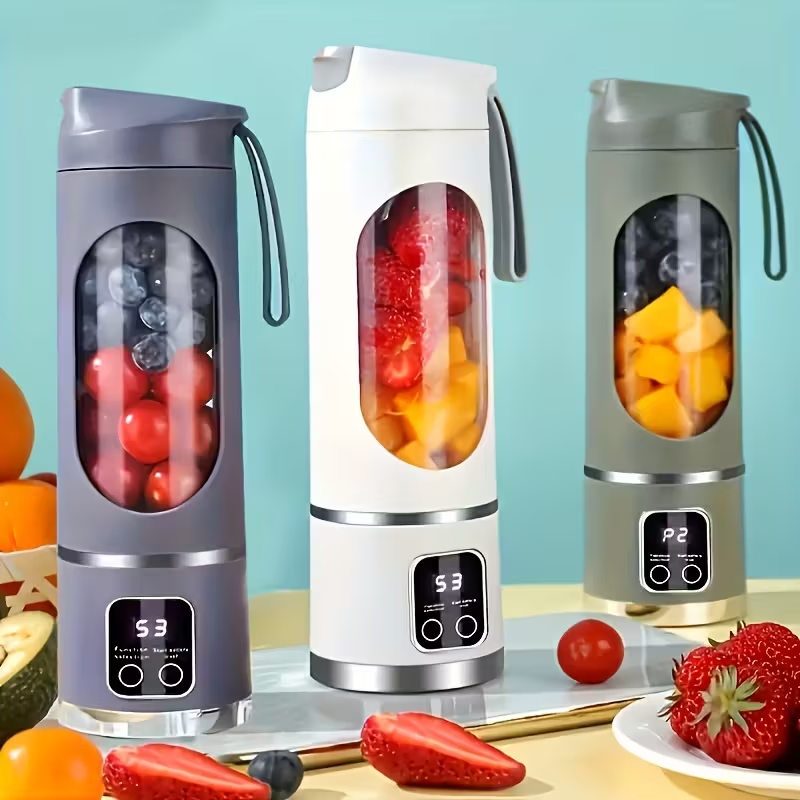 Portable USB Charging Blender & Juicer - Easy to Clean, Easy to Use, Suitable for Fruit and Vegetable Drinks, Smoothies, with Digital Display - Ideal for Home, Office, Camping, Travel, and Gifts