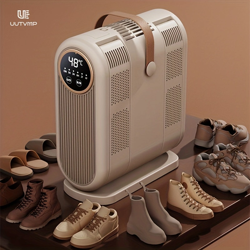 This smart shoe dryer features instant heating, 4x stronger airflow, a constant 48°C temperature for gentle shoe drying, 360° thorough drying, and automatic shut-off when retracted