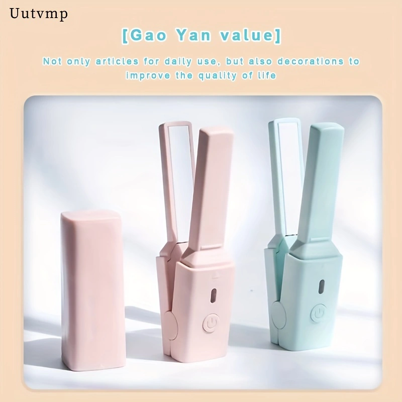 USB-powered mini hair straightener, 2-in-1 straightener and curling iron, portable fringe straightener for dorm rooms, small and exquisite.