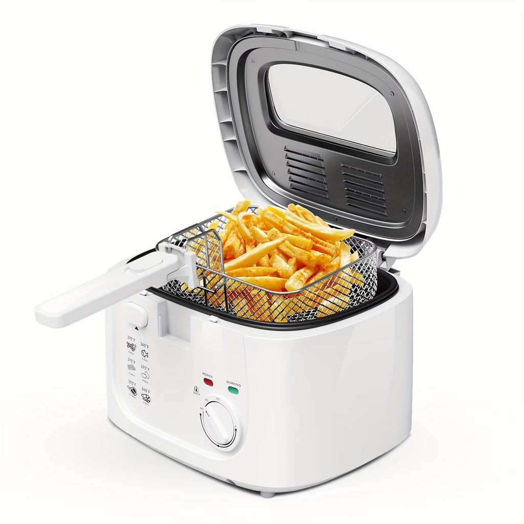 1500W Electric Deep Fryer with Adjustable Temperature Control, 84.54oz Non-Stick Basket & Viewing Window, Removable Lid for Easy Cleaning, One-Touch Switch, Christmas Gift