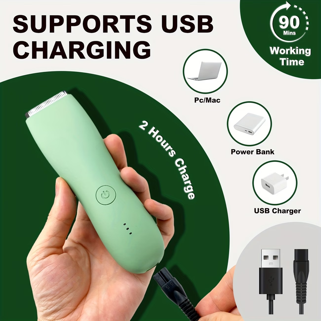 Professional Body Hair Trimmer with IPX6 Rating And Replaceable Blades. Electric Groin And Body Hair Trimmer for Men, Featuring a Replaceable Ceramic Blade for Grooming, Ideal for Male Shaving And Female Bikini Trimming