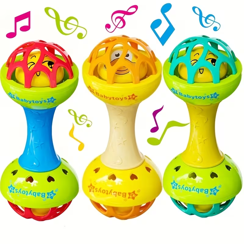 Baby-Grade Vibrating Hand Bell Toy | Sensory & Hearing Development, Grip Training, Soothing Tactile Stimulation, Colorful ABS Resin, Ideal Birthday Gift for Infants & Toddlers Dutora(Random Color)