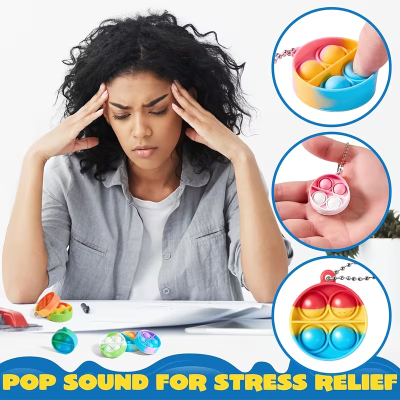 30pcs  Assorted Party Favor Toys, Including Pop Fidget Toys And Mini Push Bubble Pops, Perfect As Birthday Gifts Or Classroom Prizes for Goodie Bags, Suitable for Christmas And Valentine'S Day, Available in Random Colors
