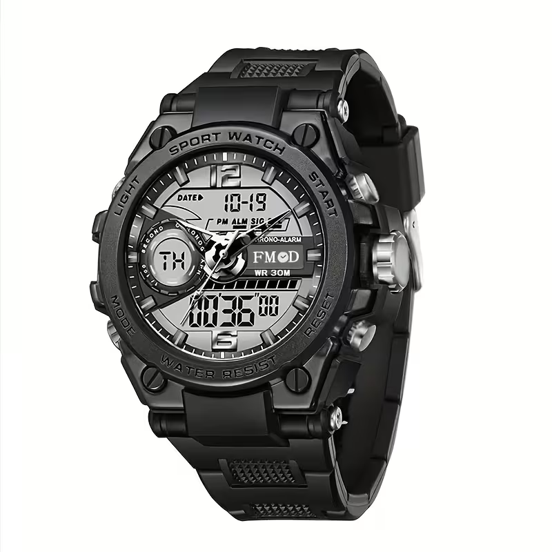 Alloy Bezel Multifunctional Sports Watch Steel Heart Men'S Electronic Watch Women'S Watch Daily Wear Holiday Gift