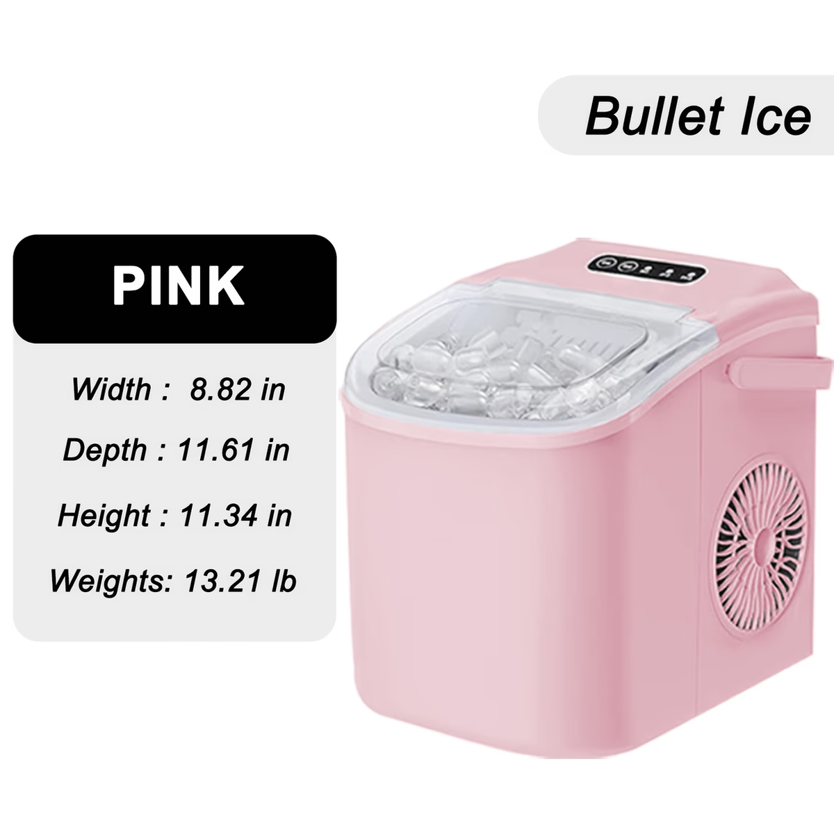 Countertop Ice Maker With Handle | Produces 26 Pounds Of Ice Within 24 Hours, Makes 9 Ice Cubes In 6 Minutes, Portable with Basket and Ice Scoop, Suitable for Malls/Warehouses/Offices