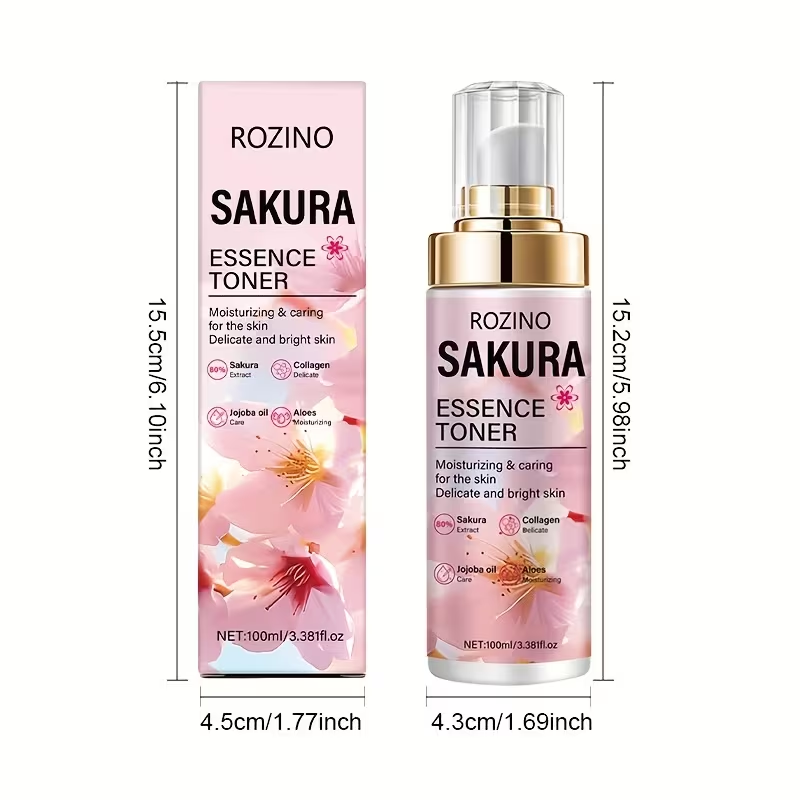 Instant Lifting & Firming Facial Toner/Natural Cherry Blossom Intensive Moisturizing & Firming Facial Essence Water 100ml/Refreshing, Easily Absorbed Texture/Quickly Penetrates Upon Spraying/Smooths Out Sagging Skin, Deeply