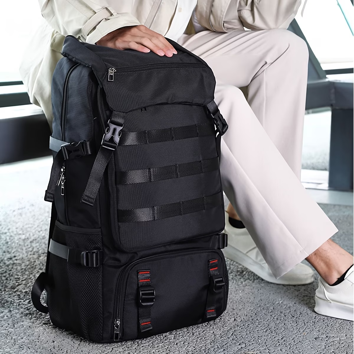 New 70-Liter Large Capacity Vacation Travel Backpack for Men'S Leisure Outdoor Hiking And Mountaineering, Sports Camping Backpack for Business Travel, Lightweight And Multi Functional Backpack for Women'S 15.3-Inch Laptop Backpack