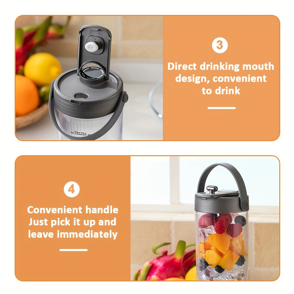 Multifunctional baby food processor, fruit and vegetable juicer, household ice crusher, USB rechargeable portable juicer