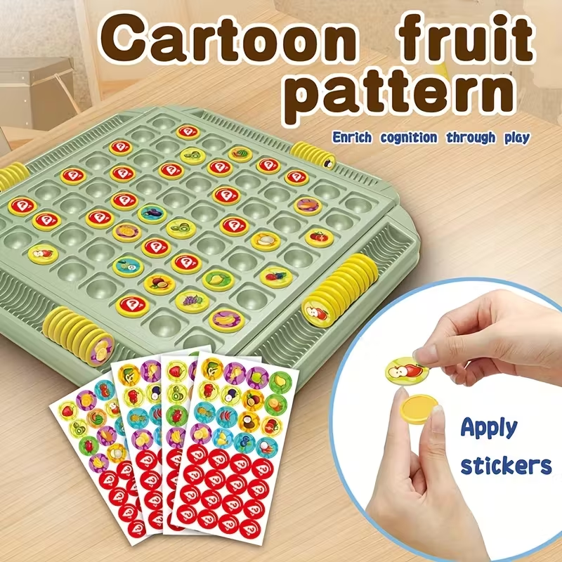 Toy Puzzle Fruit Flip Memory Chess Board Game, Flip Memory Battle Game, Exercising Hand-Eye Coordination Memory And Concentration Educational Toy, Suitable for 2-4 People to Play