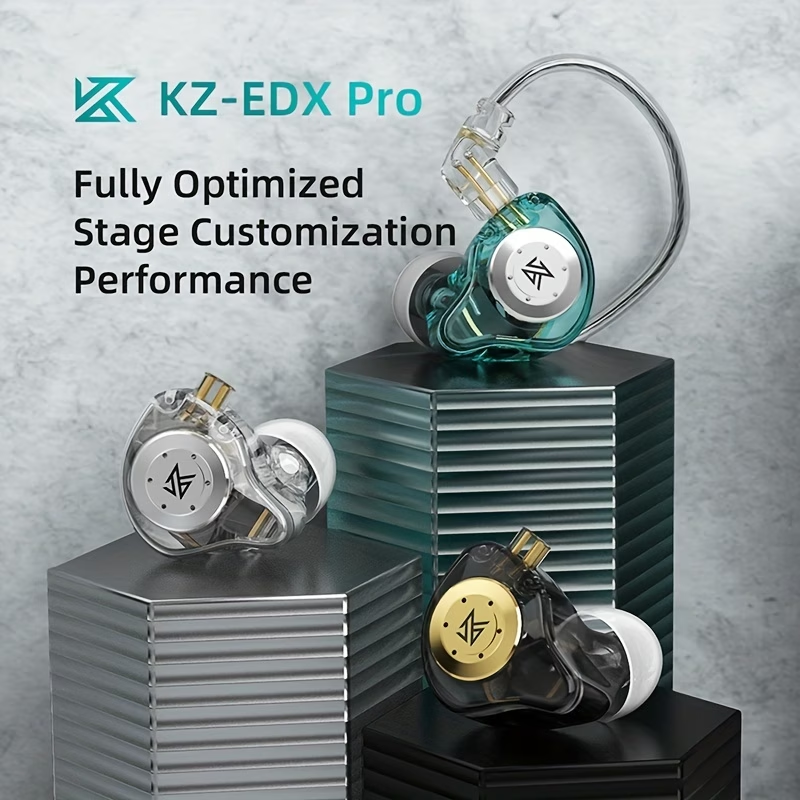 KZ EDX PRO in Ear Earphones Headphones with Wired IEM Earbuds Hifi Deep Bass Sound Over Ear Headset with New 10Mm Dynamic Driver, Detachable Cable, Ear Tips