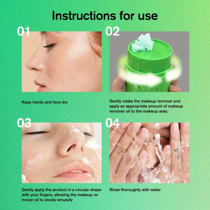 Green Tea Rotary Makeup Remover, Makeup Remover Lotion Makeup Remover Oil Suitable for Face, Lips And Eyes Suitable for Removing All Types of Makeup, Mild Without Irritation, Clear Without Residue, Deep Clean Skin, Deep Moisturize Face