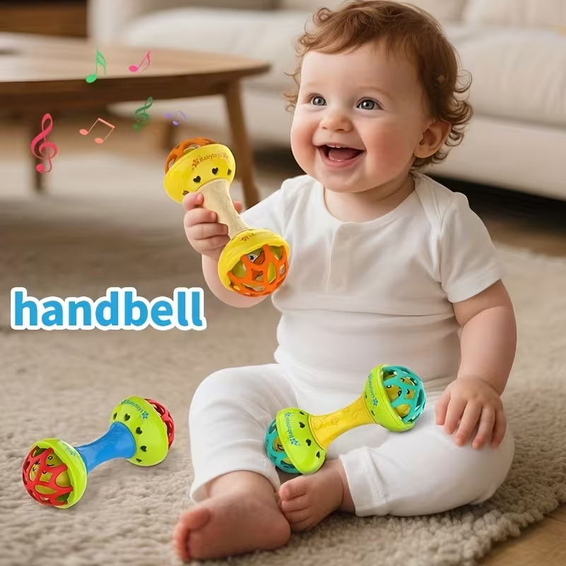 Baby-Grade Vibrating Hand Bell Toy | Sensory & Hearing Development, Grip Training, Soothing Tactile Stimulation, Colorful ABS Resin, Ideal Birthday Gift for Infants & Toddlers Dutora(Random Color)