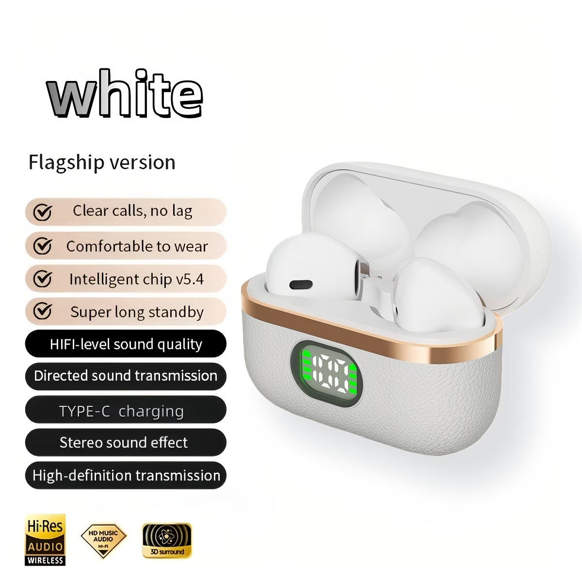 New TWS Wireless Headset Earbuds | Unrivalled true wireless freedom ergonomics for ultimate comfort and HIFI sound with Bass, ACC Stereo HD Calling - Ideal for Android for iPhone, ideal for sports and music lovers