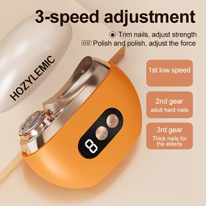 Smart Electric Nail Clipper 2-in-1 Nail Polisher Trimmer, USB Rechargeable, 500mAh Lithium Polymer Battery, with Anti-Cut, Grinding, and Lighting Functions, Ideal for Manicures, Nail Filing, Polishing, and Shaping, a Perfect Gift