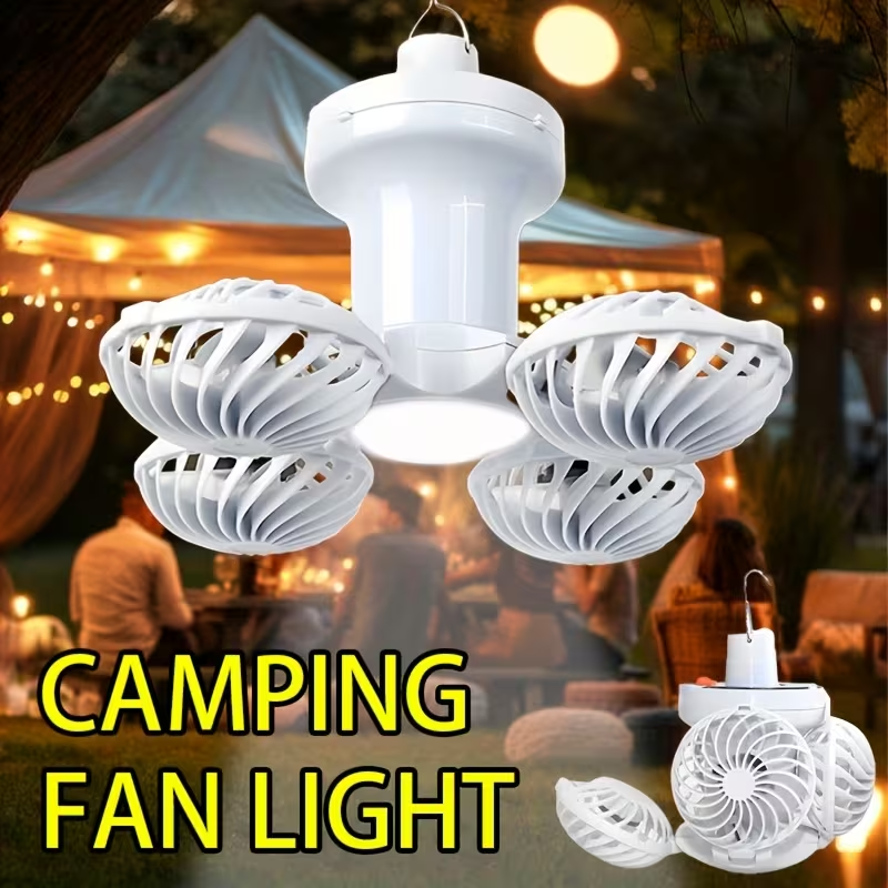 1pc Solar Charging Camping Light, with Fan Function, Portable Foldable Flashlight, Hook Design, 3 Modes, Suitable for Emergency Lighting at Night for Fishing, Camping, And Tourism