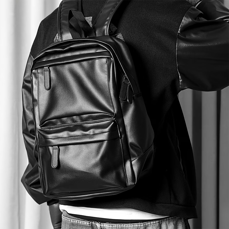 Men Backpack Pu Fashion Travel Bag Casual 15.6 inch laptop backpack