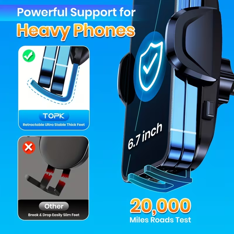 [Upgraded Phone Holder] Upgraded Handsfree Car Phone Holder Mount | Phone Holder for Car Dashboard | Compatible with iPhone Android