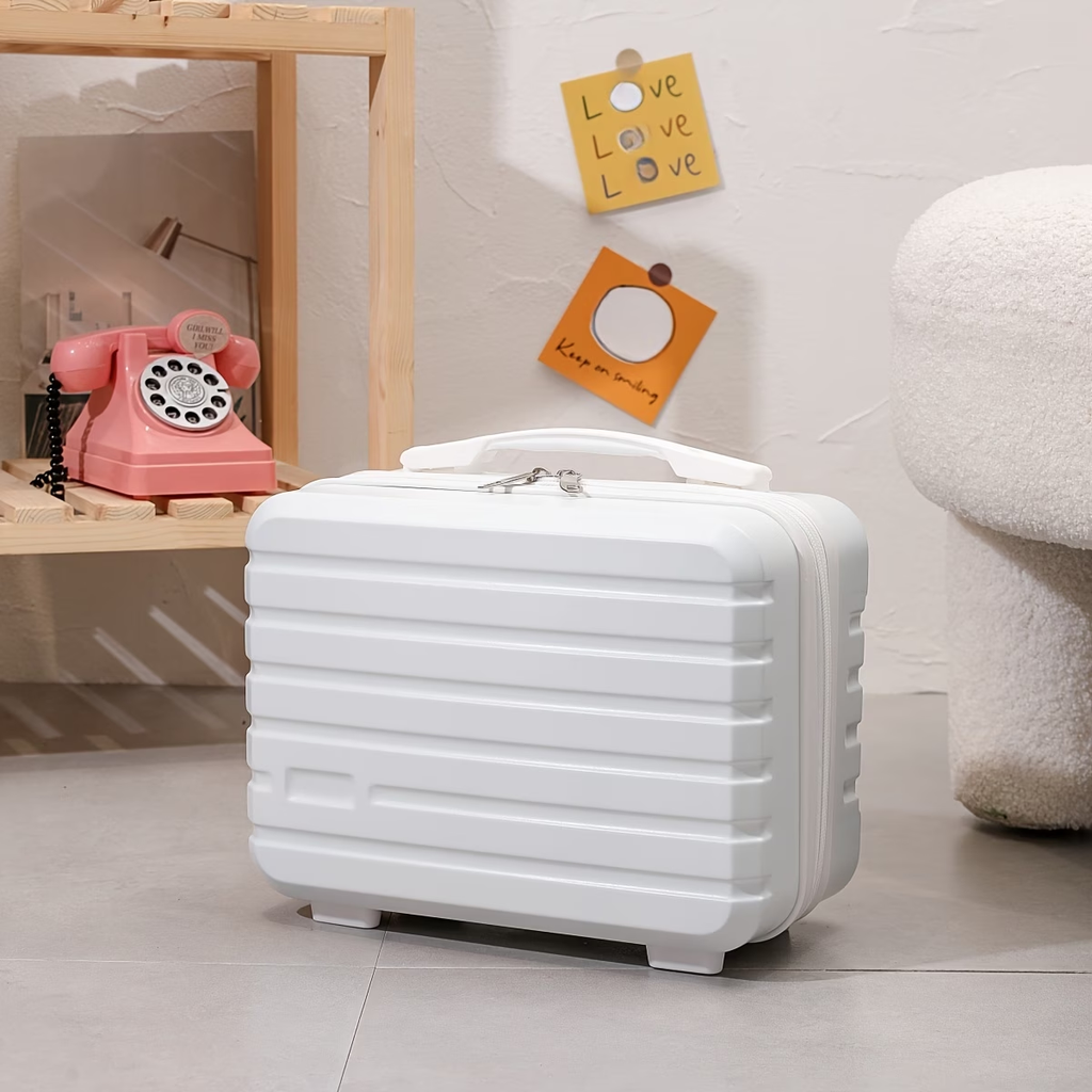 Chic 14-Inch Mini Suitcase Cosmetic Bag - Lightweight, with Zip Closure & Fixed Shoulder Strap - Perfect for Travel, Students, and Gifts