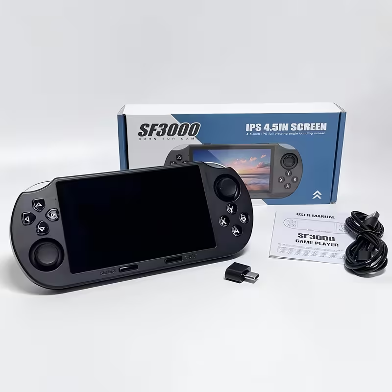 Portable Retro Gaming - and Multimedia Entertainment Device - 4.5-inch IPS HD Screen | Crystal Buttons with Built-in Stand - Supports Video Playback, OTG, Emergency Phone Charging, USB Charging