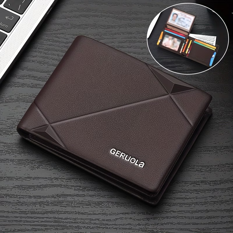 Men's Genuine Leather Short Wallet with Large Capacity Card Slots, Holiday Gift Top Layer Cowhide RFID Blocking Credit Card Holder Portable Cash Business Office Commute Anniversary Birthday Valentine's Day Gift Leather Wallet Father's Day Present