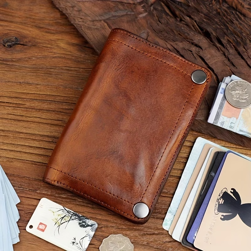 Retro Vegetable Tanned Leather Handmade Wallet Men'S Genuine Leather Zipper Bag Multi-Card Slot First Layer Cowhide Handmade Old Large Capacity