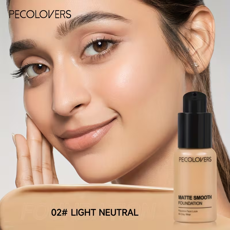 Pro Flawless Liquid Foundation - Full Coverage, Natural Matte Finish, Waterproof, Long-Lasting Concealer for Dark Circles,, Blemishes, and Imperfections - Suitable for All Skin Types and Tones