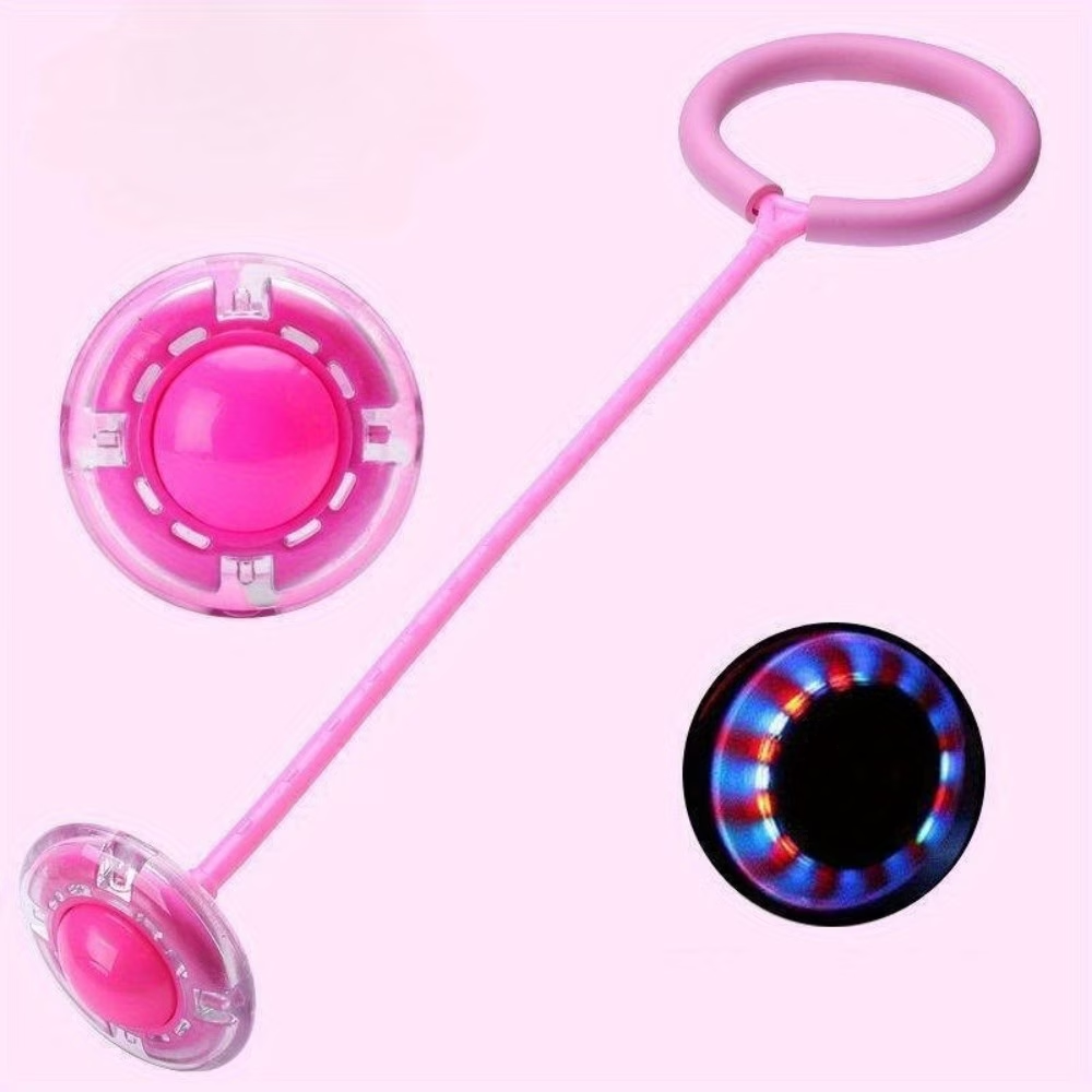[Light-Up Jump Rope] 1pc Triboluminescence Flash Jump Rope Ball - Pink PVC Skipping Toy with Bright Light-Up Wheels for Fitness, Exercise & Fun Outdoor Games, Sports Training Gear | Colorful Toy Design | Dynamic Play Item
