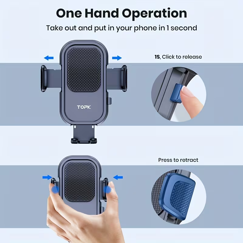 Car Phone Holder Mount, Car Mount with Hook Clip for Car Air Vent 360° Rotation Phone Mount Compatible with Iphone Android Cell Phone
