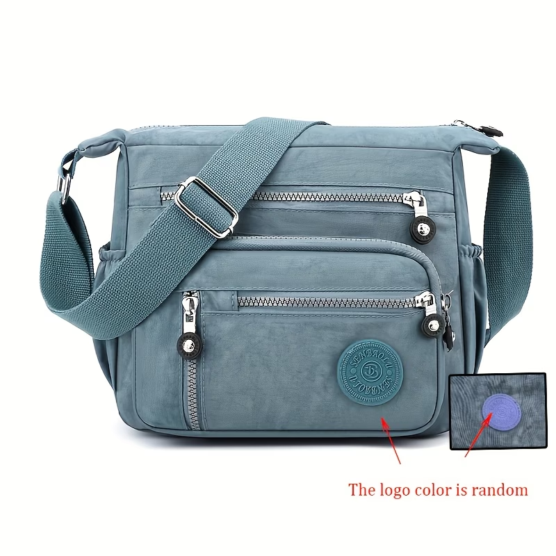 Women's Large Capacity High Quality Nylon Crossbody Bag with Adjustable Strap & Multi-Pocket - Casual Travel Handbag Suitable for Travel,, - Zipper Closure, (Available in Multiple Colors)